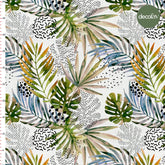 Sulu Boya Yaprak Geometrik Nokta Çizgi Desenli Dijital Baskılı Kumaş